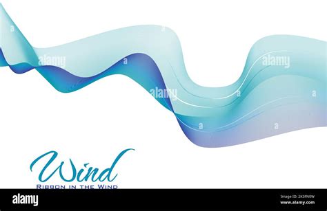 Ribbon In The Wind Abstract Blue And Green Wavy Tape On White