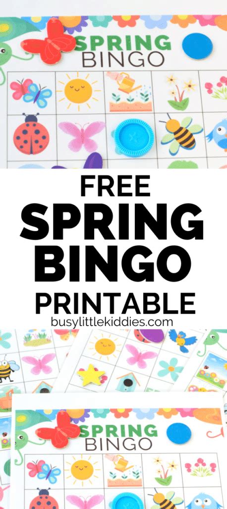 Spring Bingo Free Printable For Kids 4 Players Busy Little Kiddies Blk