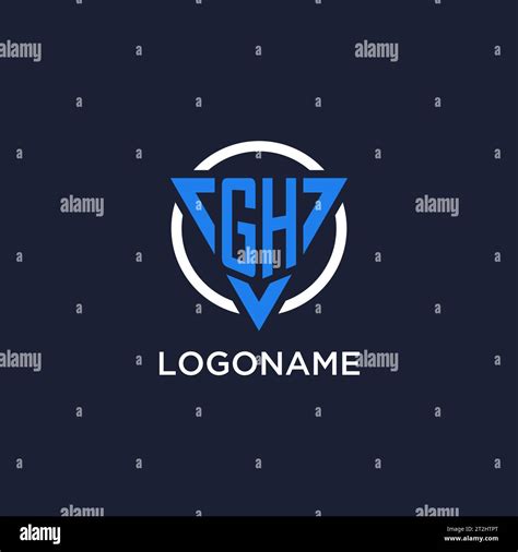 GH Monogram Logo With Triangle Shape And Circle Design Vector Stock