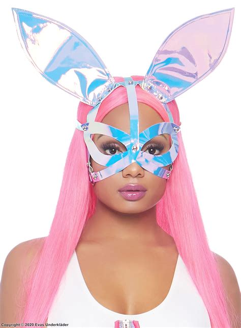 Bunny Costume Mask Iridescent Fabric Big Ears Holographic Fabric