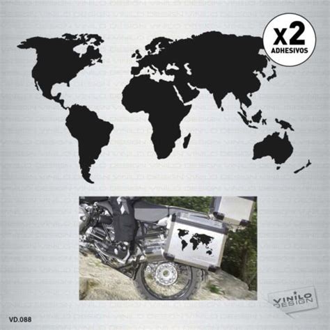 Detalles De 2 X VINILO ADHESIVO MAPA MUNDO MOTO WORLD MAP PEGATINA