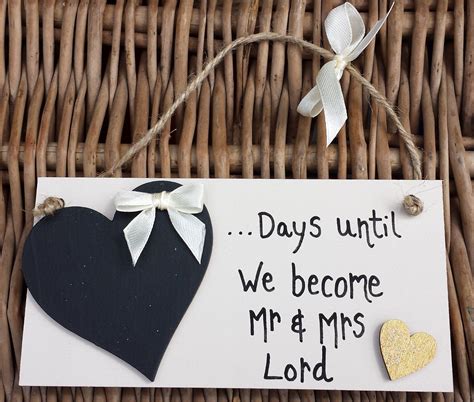 Madeat Personalised Wedding Countdown Engagement Plaque Mr Mrs To Be