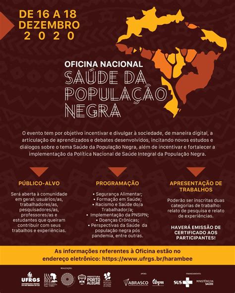 Oficina Nacional De Saúde Da População Negra Online Ocorre Dias 16 17