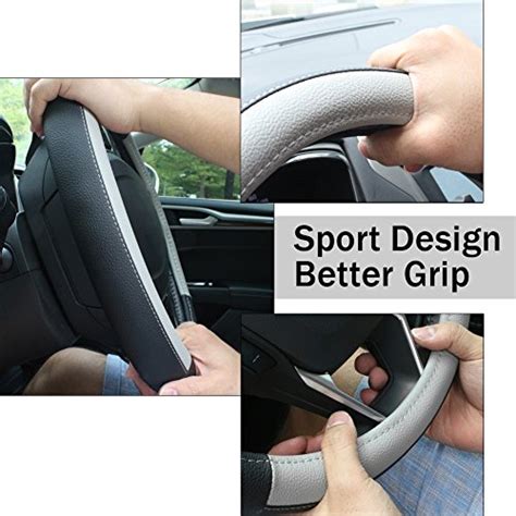 Seg Direct Black And Gray Microfiber Auto Car Steering Wheel Cover