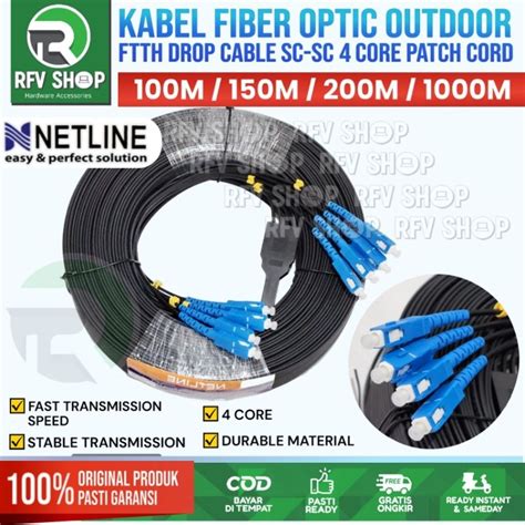 Jual NETLINE KABEL FIBER OPTIC FO 4 CORE PRECON FTTH OUTDOOR 100 METER