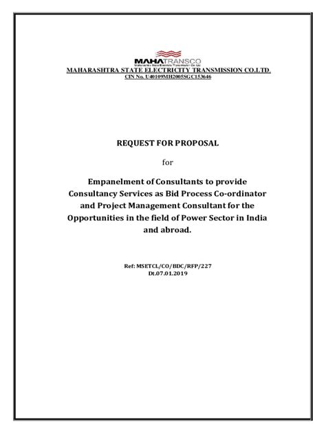 Fillable Online Request For Proposal For Empanelment Of Fax Email