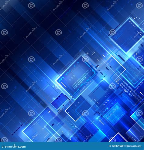 Blue dark tech background stock vector. Illustration of effect - 130479628