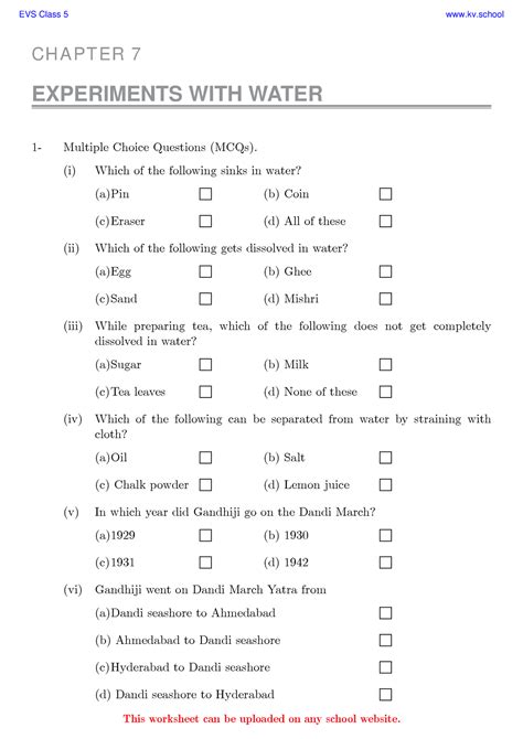 Exp With Water Class Evs Worksheet Page Experiments With Water