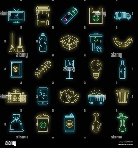 Garbage Rubbish Icons Set Outline Set Of Garbage Rubbish Vector Icons