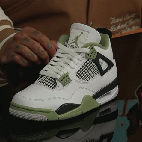 Air Jordan 4 Wmns Seafoam Oil Green Nice Kicks