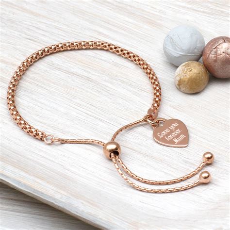 Personalised 18ct Rose Gold Plated Charm Friendship Bracelet Hurleyburley