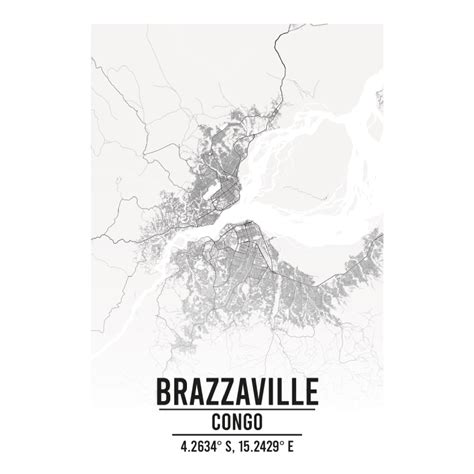 Brazzaville, Congo A3 Map Print - Retro Progression