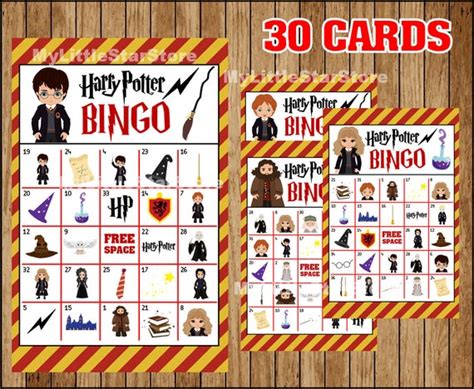 Harry Potter Bingo 30 Cards Printable Harry Potter Bingo