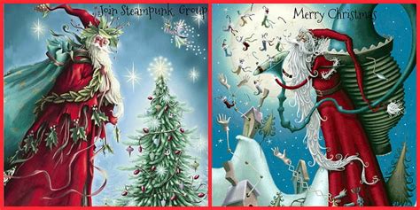 Steampunk Santa Claus Navidad Steampunk Abstractas Collages Nieve