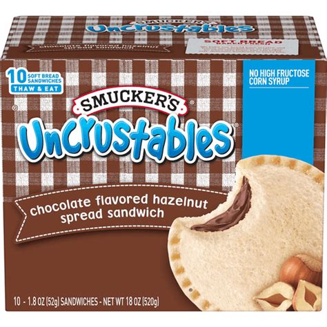 Uncrustables® Chocolate Flavored Hazelnut Spread Sandwich, 10-Count ...