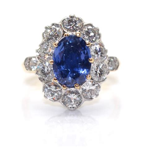 Proantic Bague Pompadour Saphir Cts Et Diamants