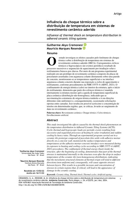 Pdf Influ Ncia Do Choque T Rmico Sobre A Distribui O De Temperatura