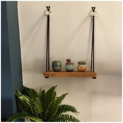 Hanging Rope Shelf Silver Hoops Etsy Uk Hanging Rope Shelves Rope