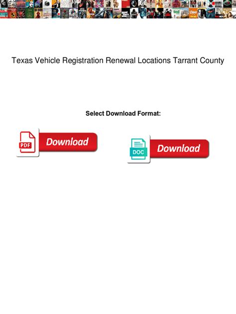 Fillable Online Texas Vehicle Registration Renewal Locations Tarrant County Texas Vehicle