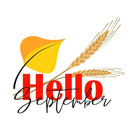 Premium Vector | Hello september fall lettering sticker banner ...