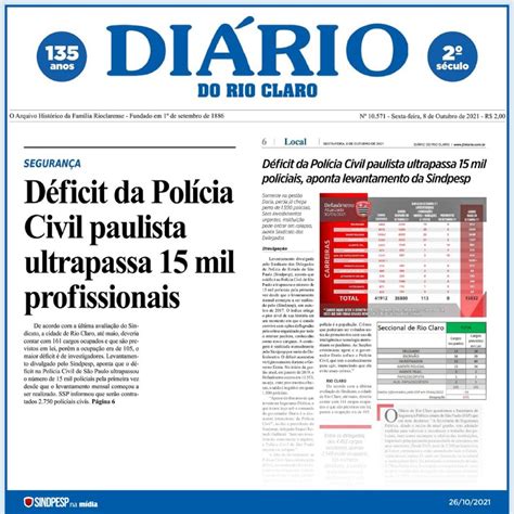 Diário do Rio Claro Déficit da Polícia Civil paulista ultrapassa 15