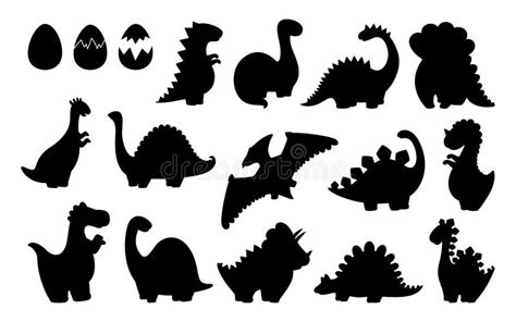 Dinosaur Black Silhouette Set Shape Vector Stock Vector Illustration