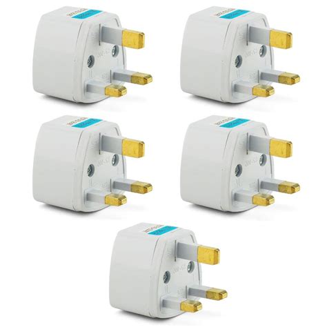 Buy Hi Plasst 5 Pcs Type G Universal Flat Pin 3pin Travel Power Plug