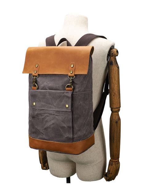 Waxed Canvas Backpack Waterproof for Camera Laptop - Woosir