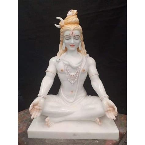 White Painted Lord Shiva Marble Statue For Temple Size 12 Inch At Rs