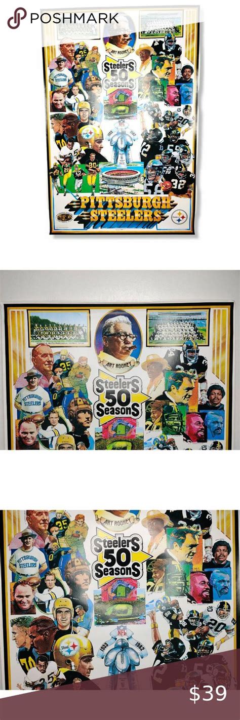 Vintage Pittsburgh Steelers 1933 1982 50 Seasons 50th Anniversary Collage Poster Collage Poster ...