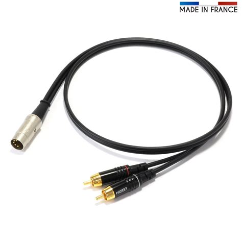 Audiophonics 5 Pin Din To Stereo Rca Cable Ofc Copper Gold Plated 1m