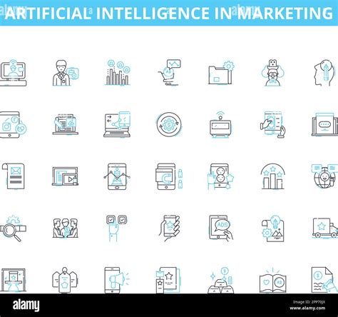 Artificial Intelligence In Marketing Linear Icons Set Automation