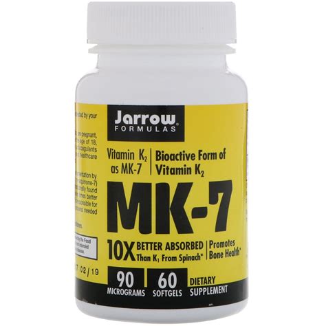 Jarrow Formulas Mk 7 Vitamin K2 As Mk 7 90 Mcg 60 Softgels