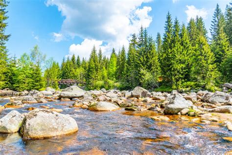 Den Jizera Floden Av Granit Vaggar Mycket P Den Soliga Sommardagen