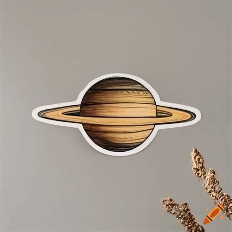 Saturn Sticker In Rustic Gold Line Art On Craiyon