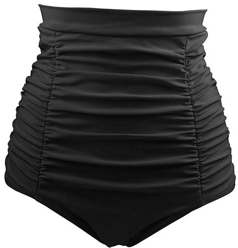 Women Retro High Waisted Bikini Bottom Ruched Swim Short Tankinis