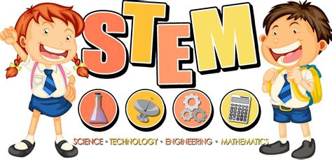 STEM education logo with children cartoon character 3112543 Vector Art at Vecteezy