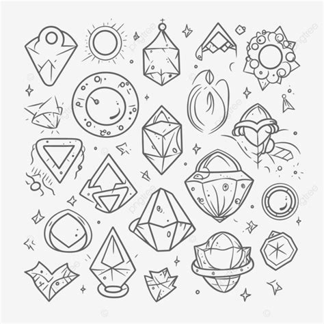 Various Gemstones And Crystal Shapes Vector, Basic Simple Cute Cartoon Jewels Outline, Isolated ...