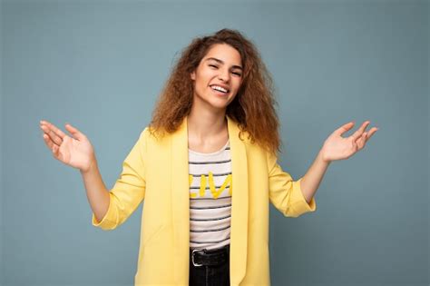 Premium Photo Attractive Woman With Short Curly Hair