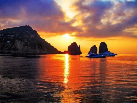 Sunset At Capri Italy Sunsets Nature Background Wallpapers On