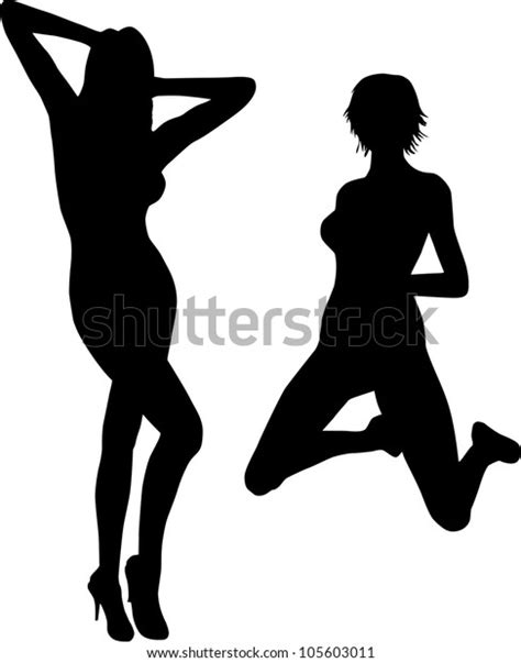 Silhouettes Sexy Girls Vector De Stock Libre De Regalías 105603011