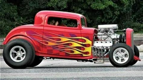 Classic Hot Rod Car with Flames