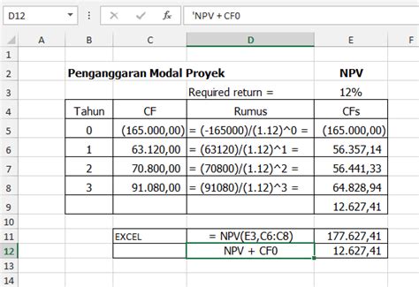 Cara Menghitung Npv Dengan Excel Contoh Soal Npv Contoh Soal Terbaru