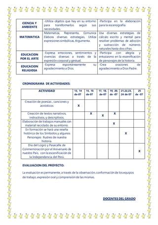 Proyecto Por Fiestas Patrias Pdf