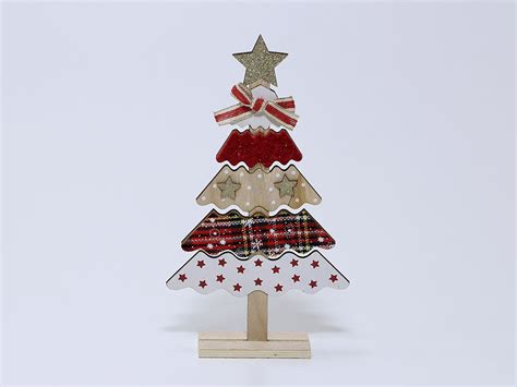 Árbol navidad madera rojo_Mi casa