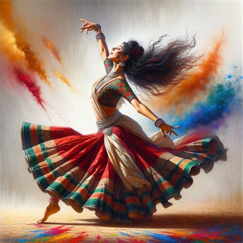 Hyper Realistic Indian Kathak Dance Oil Painting AI Art Generator