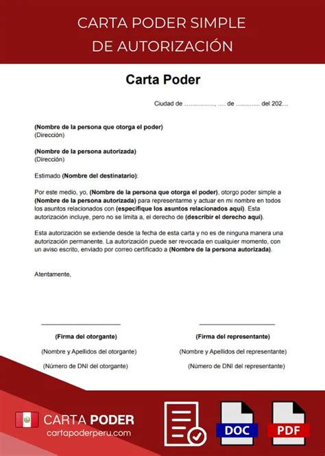 Carta Poder Simple De Autorización 《 Modelo 2024 》 ️