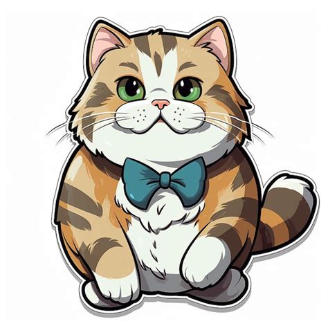 Premium AI Image Cartoon Cat With Bow Tie Sitting On Floor With Eyes