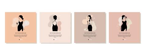 Set Of Modern Vertical Social Media Templates In Nude Colors For Beauty Industries Elegant
