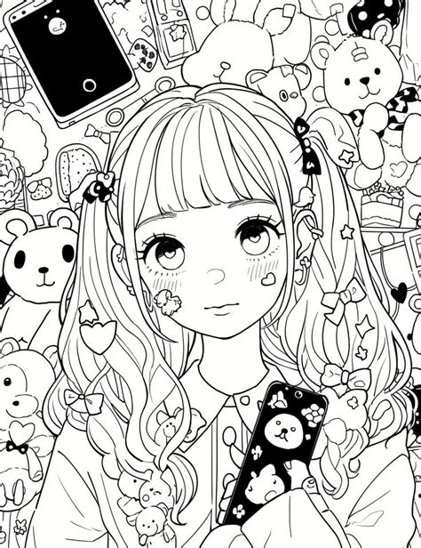 Decora Girl Cute Coloring Page Cute Coloring Pages Manga Coloring